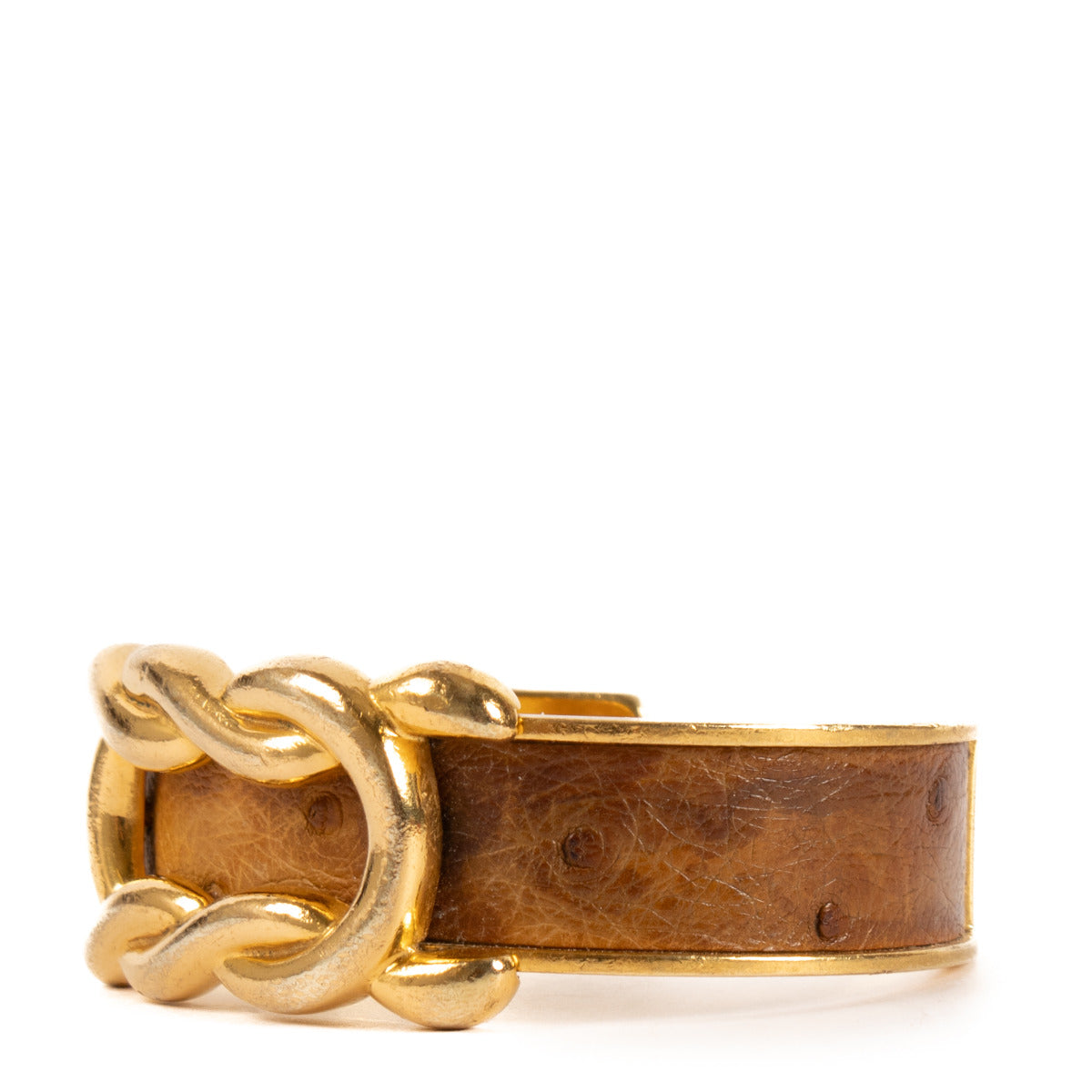 Hermès Gold Ostrich Buckle Bracelet aan de beste prijs bij Labellov
