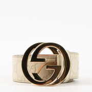Shop this authentic Gucci Beige Signature Belt pre-loved on Labellov.com