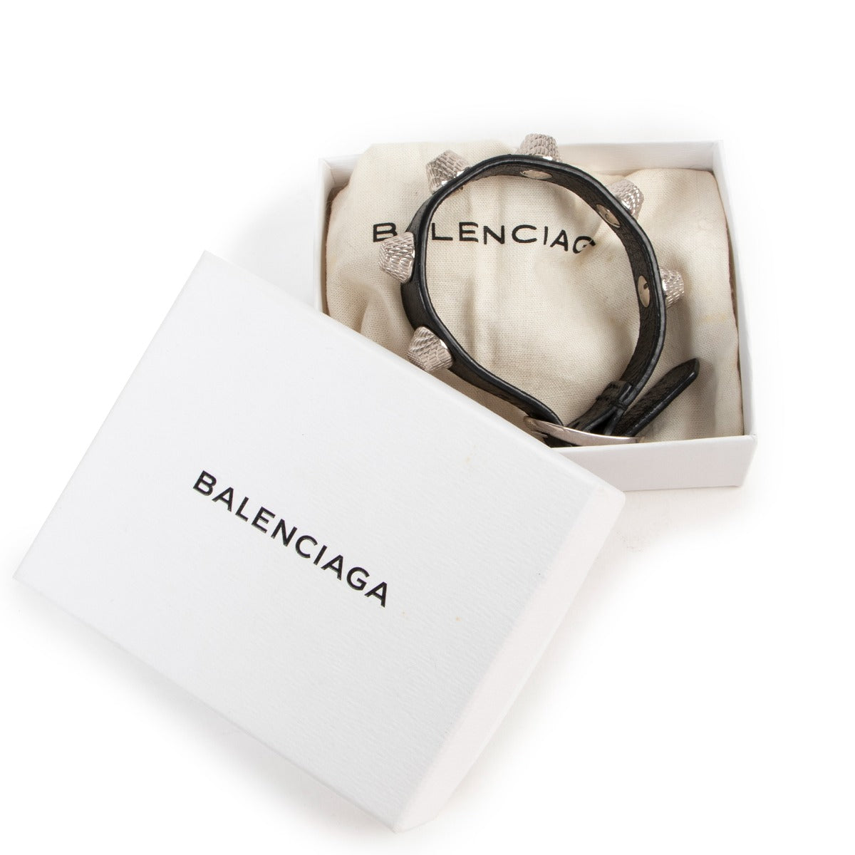 Buy an authentic second hand Balenciaga black Giant 12 Studded Bracelet in good condition at Labellov