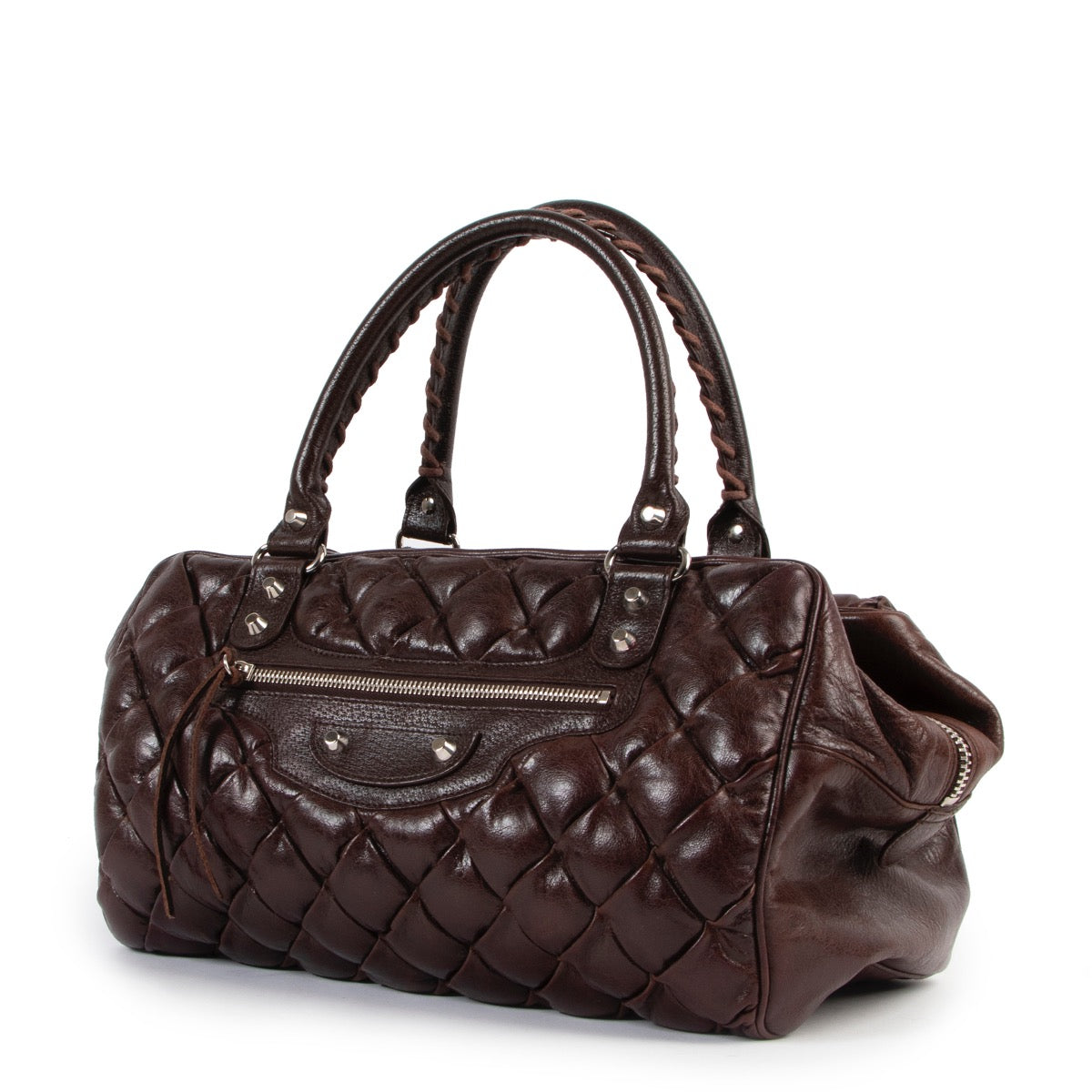 buy and sell authentic vintage second hand Balenciaga Plombe Brown Quilted Handbag at Labellov for the best price