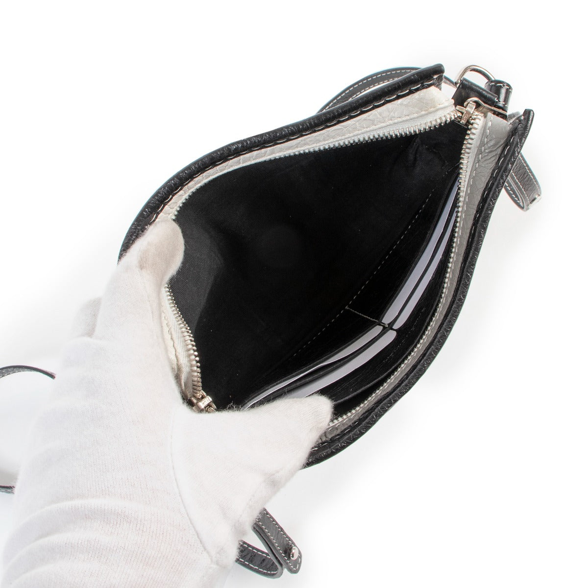 Shop second hand luxury high end fashion designer Balenciaga Bazar Striped Leather Crossbody Bag at Labellov.