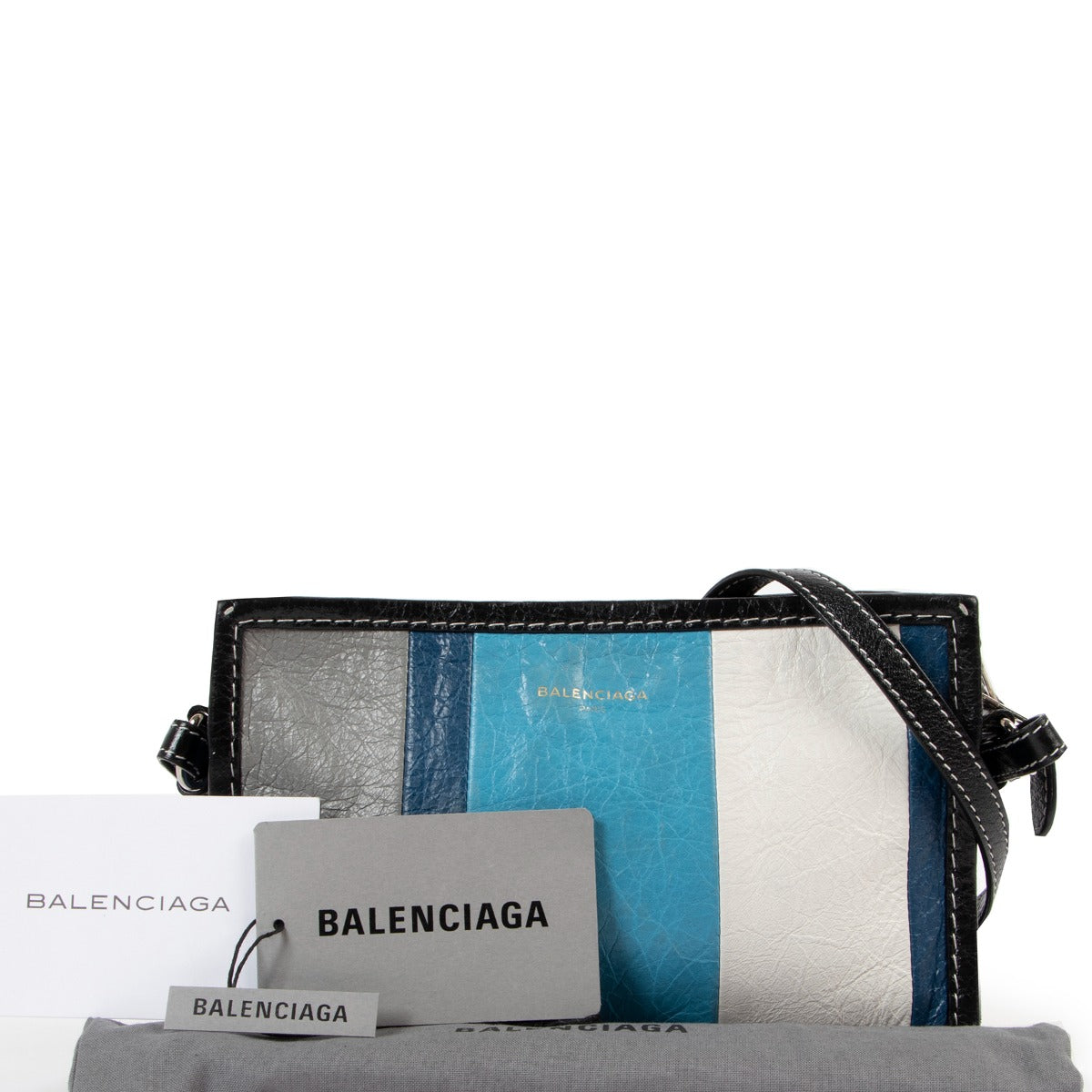 Shop second hand luxury high end fashion designer Balenciaga Bazar Striped Leather Crossbody Bag at Labellov.