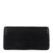 Shop safe online at Labellov in Antwerp, Brussels and Knokke this 100% authentic second hand Bottega Veneta Blue Leather Intrecciato Flap Wallet