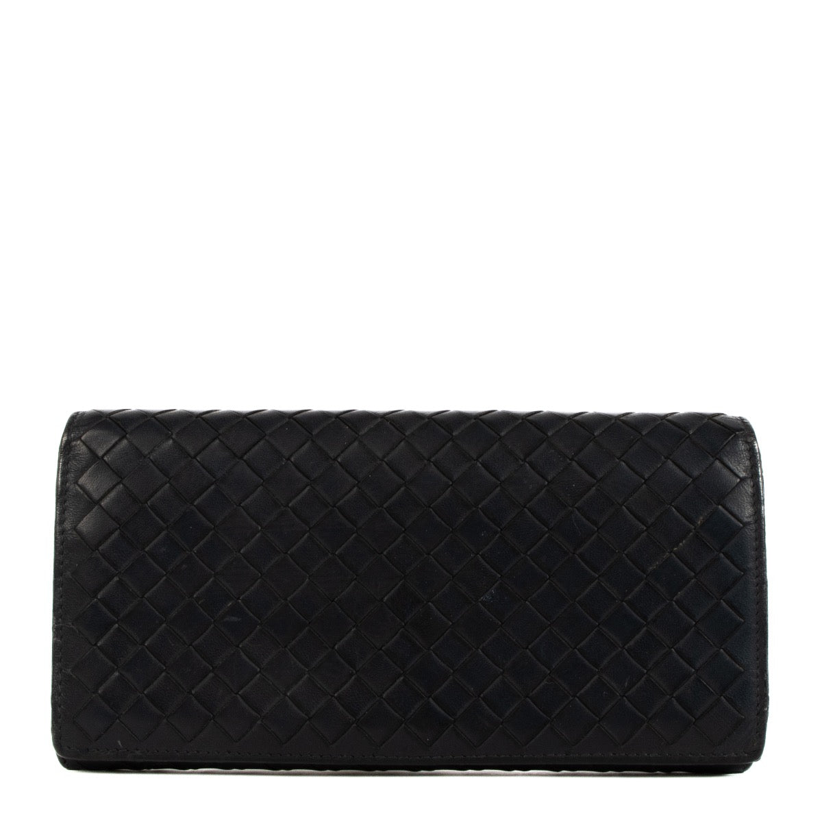 Shop safe online at Labellov in Antwerp, Brussels and Knokke this 100% authentic second hand Bottega Veneta Blue Leather Intrecciato Flap Wallet