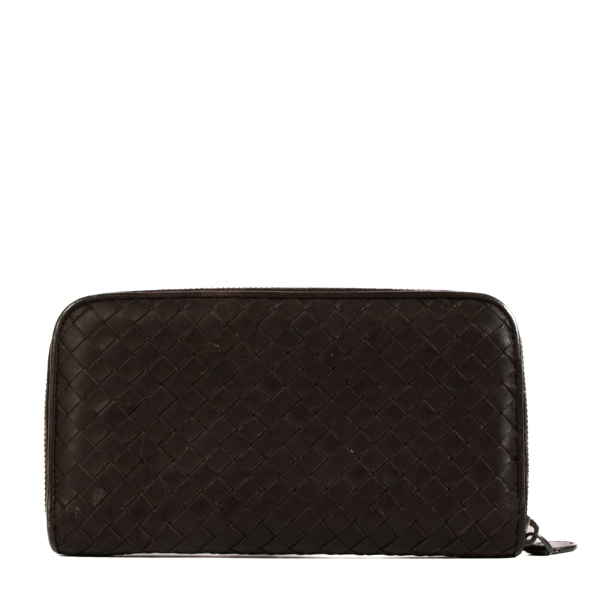 Shop safe online at Labellov in Antwerp, Brussels and Knokke this 100% authentic second hand Bottega Veneta Brown Leather Butterfly Intrecciato Zip Around Wallet