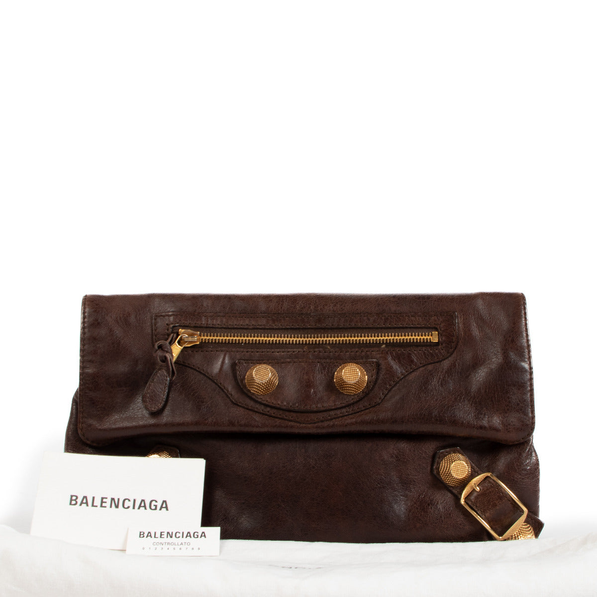 Balenciaga Brown Giant 21 Classic Envelope Clutch