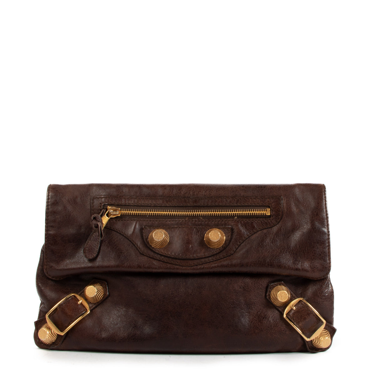 Balenciaga Brown Giant 21 Classic Envelope Clutch