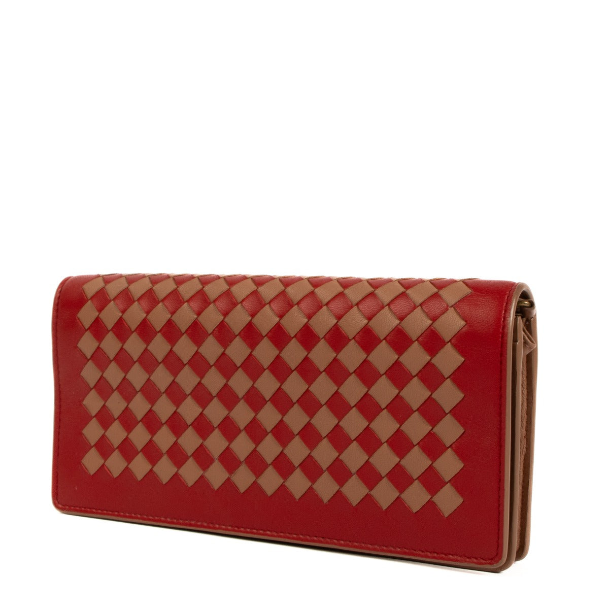 Bottega Veneta portefeuille chaîne Intrecciato rouge