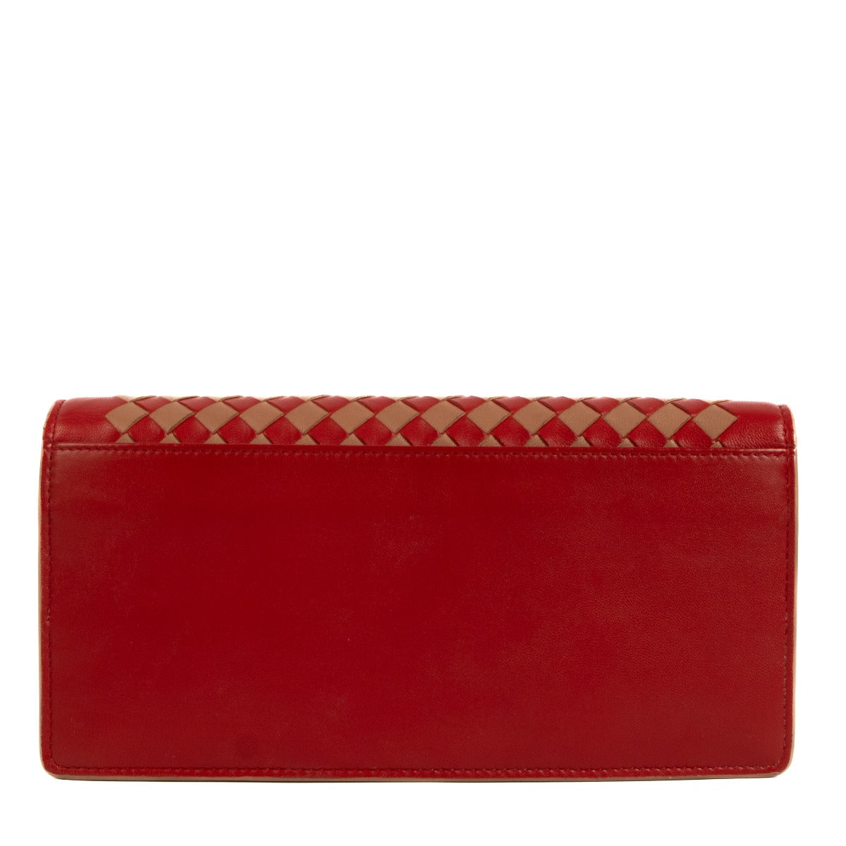 Bottega Veneta portefeuille chaîne Intrecciato rouge