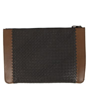 Shop safe online at Labellov in Antwerp, Brussels and Knokke this 100% authentic second hand Bottega Veneta Brown and grey Intrecciato Clutch