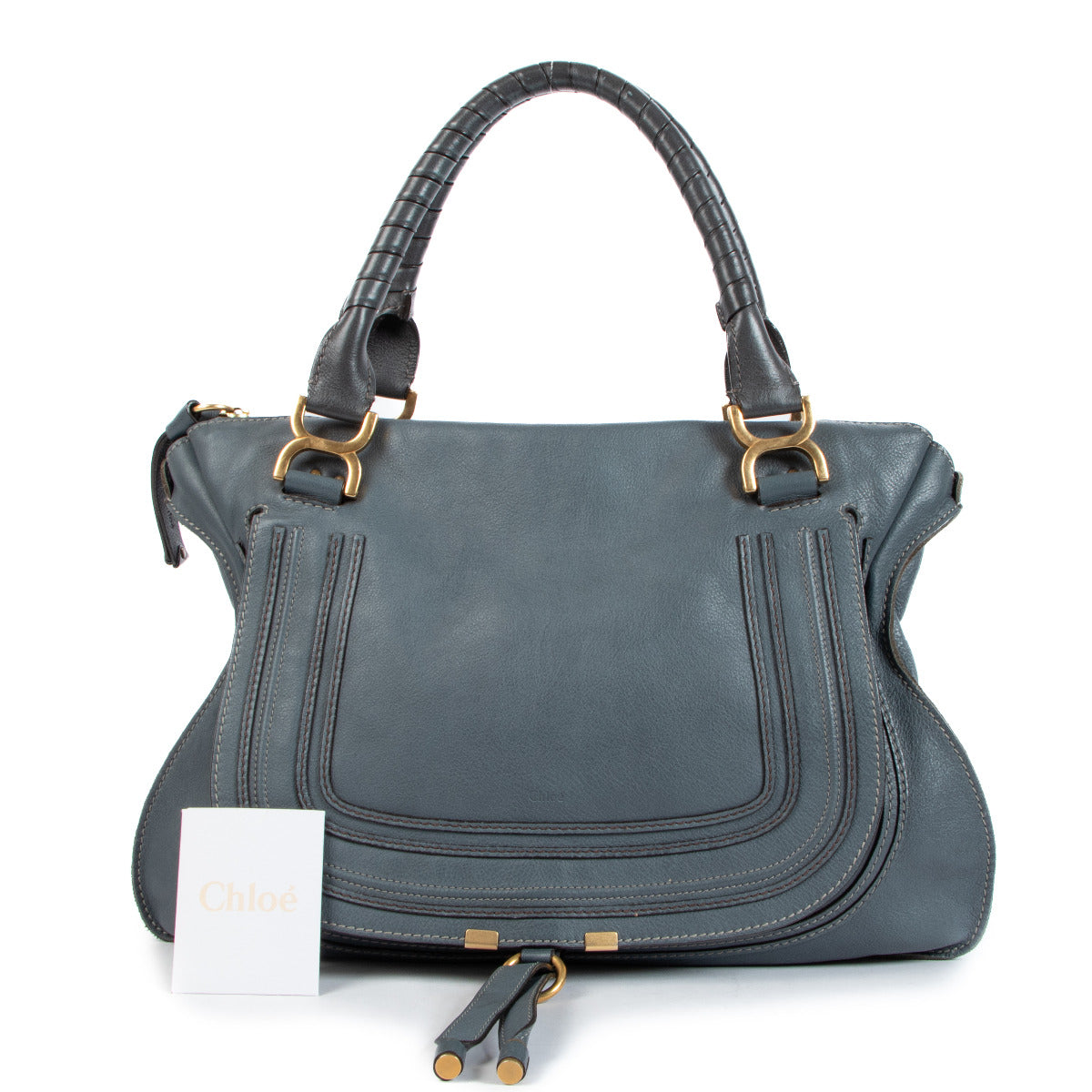 Chloé Blue Marcie Leather Shoulder Bag