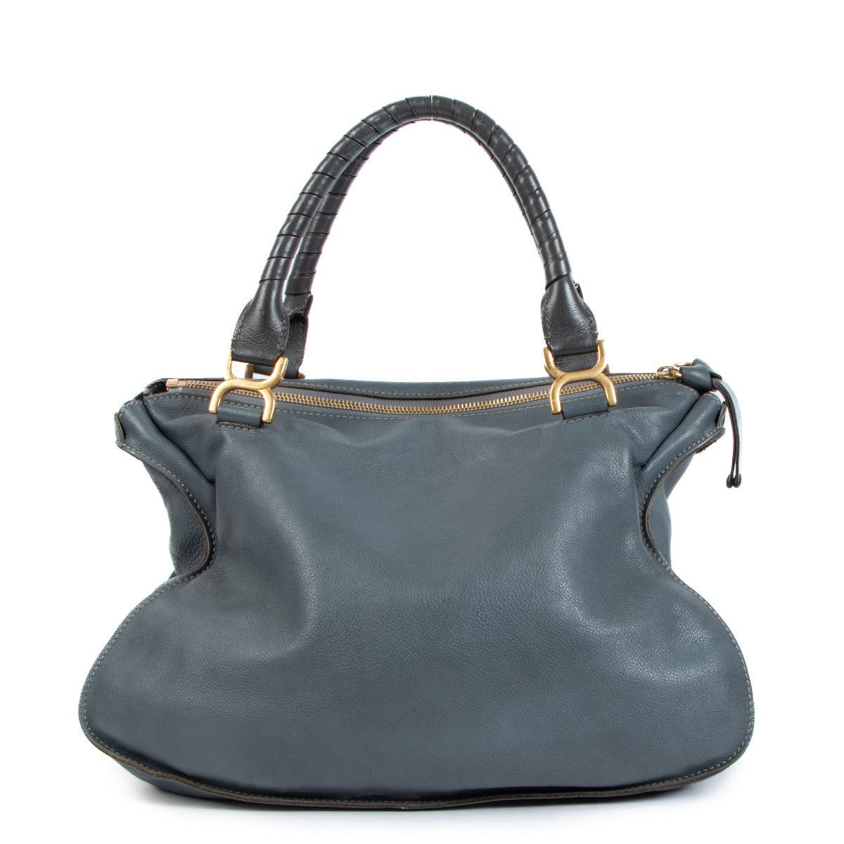 Chloé Blue Marcie Grote Leren Schoudertas