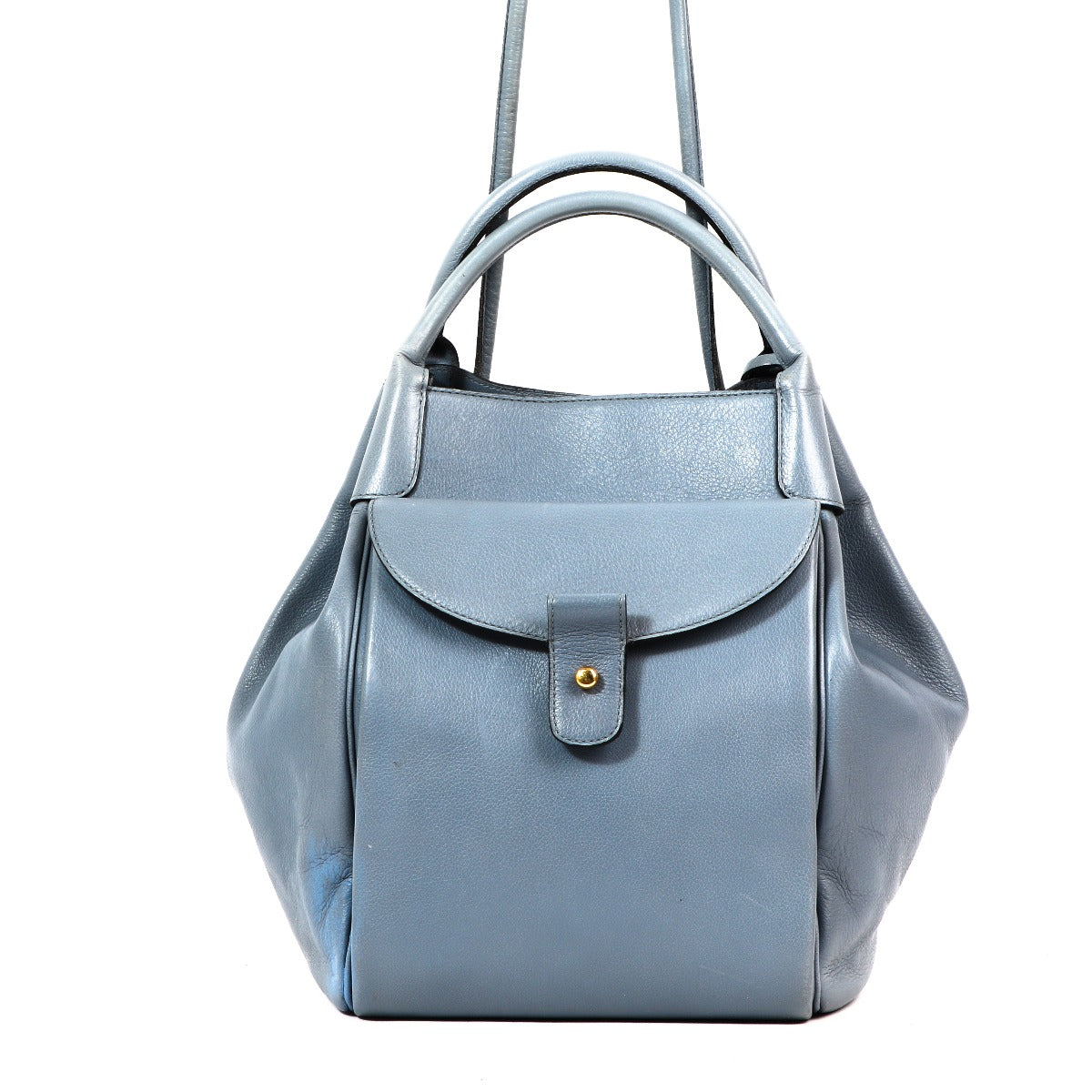 Delvaux Equivoque Blue Leather Top Handle Bag