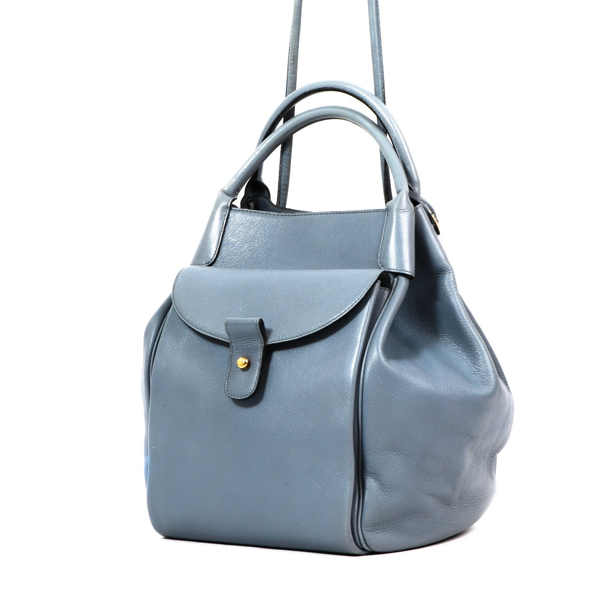 Delvaux Equivoque Blue Leather Top Handle Bag