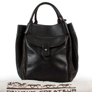 Delvaux Brown Corail GM Toile De Cuir Top Handle