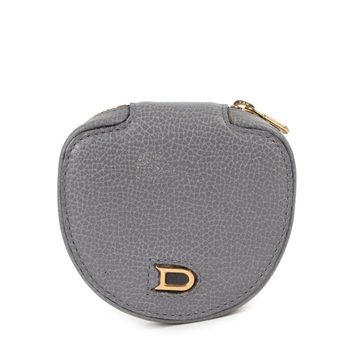 Buy online an authentic second hand Delvaux grey leather coin purse in very good condition at Labellov in Antwerp.