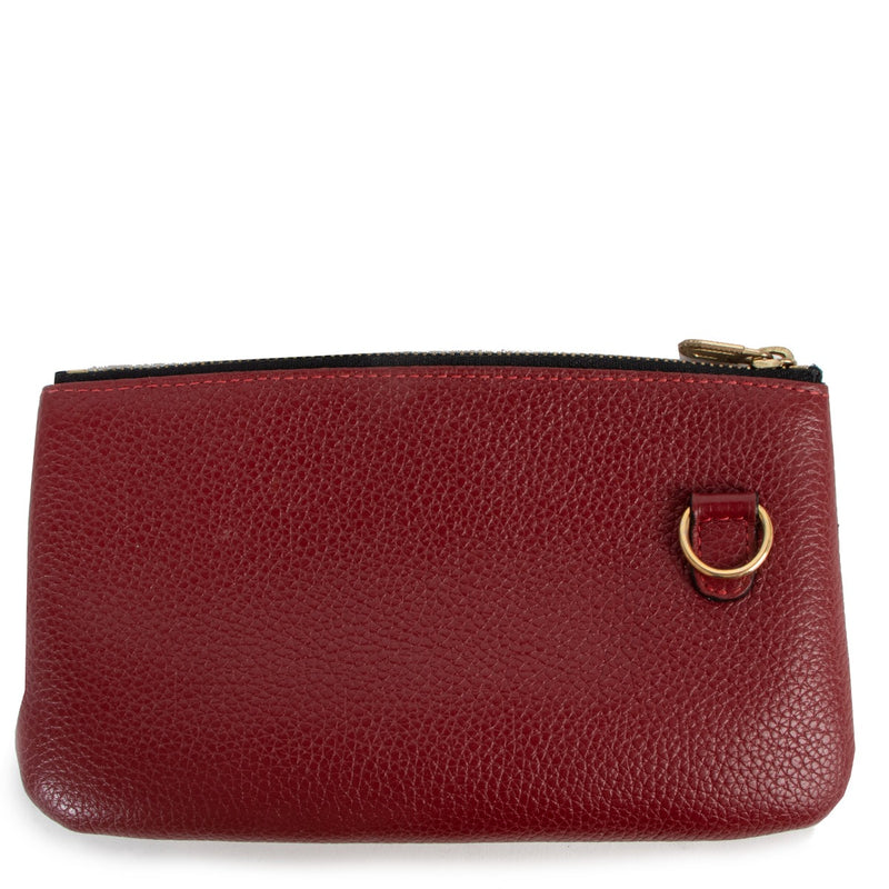 Delvaux Raphia Burgundy Leather Pochette