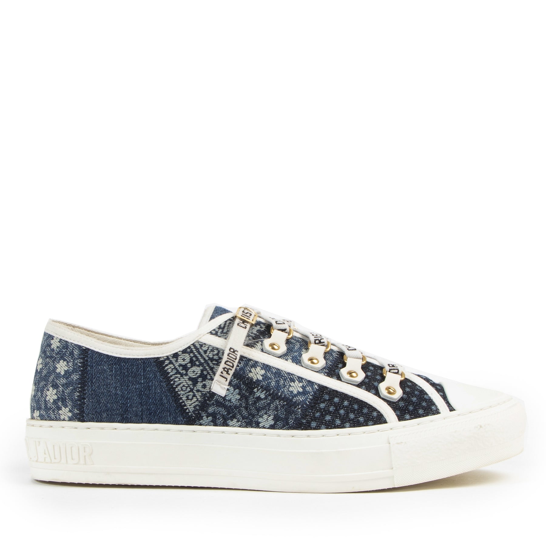 Dior Walk 'n Dior Denim Patchwork Sneakers available online for the best price at Labellov