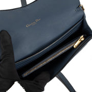 Shop safe online at Labellov in Antwerp, Brussels and Knokke this 100% authentic second hand Christian Dior Blue Leather Long Saddle Wallet Clutch