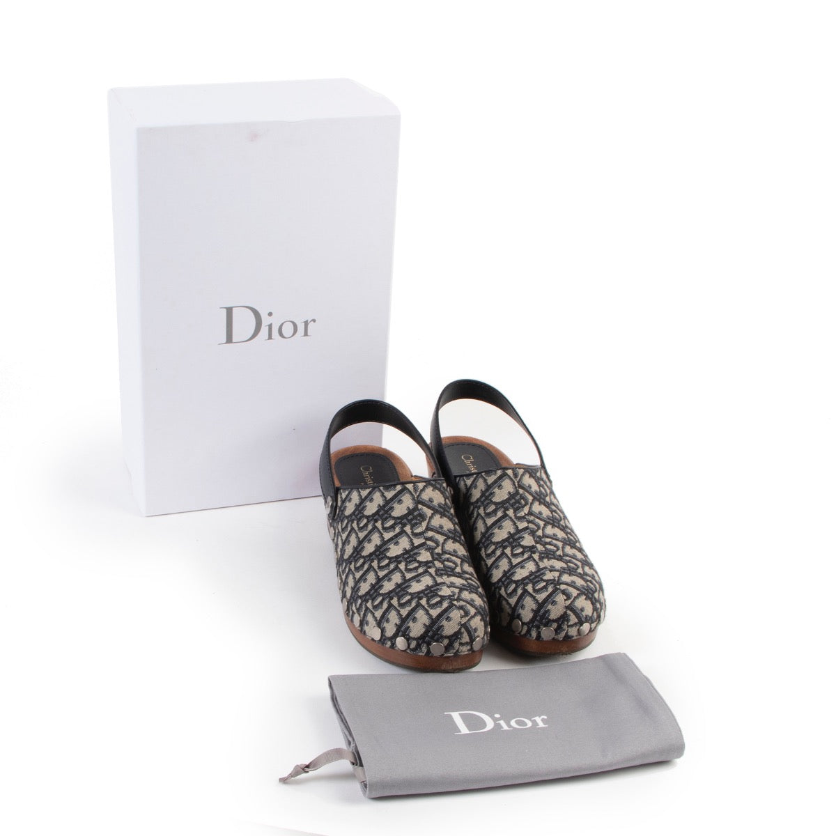 Shop online authentic second hand Christian Dior Blue Diorquake Oblique Canvas Clogs - Size 41 at Labellov.com