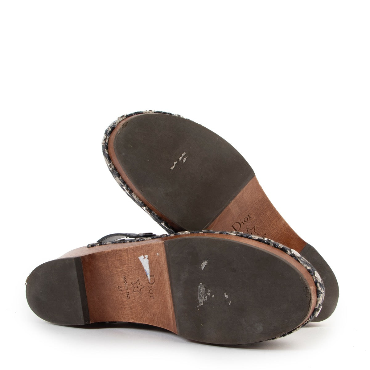 Shop online authentic second hand Christian Dior Blue Diorquake Oblique Canvas Clogs - Size 41 at Labellov.com