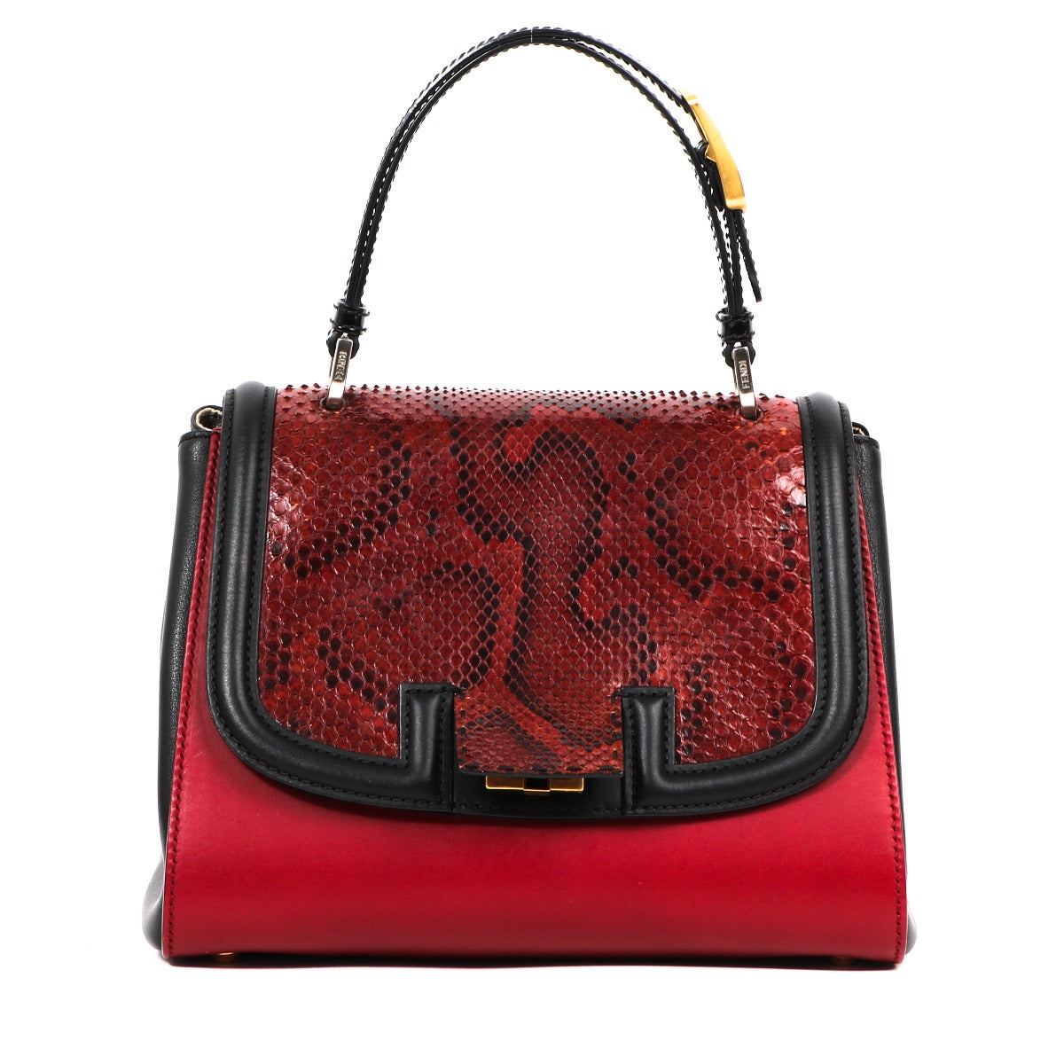 Fendi Rode Python Silvana Handtas