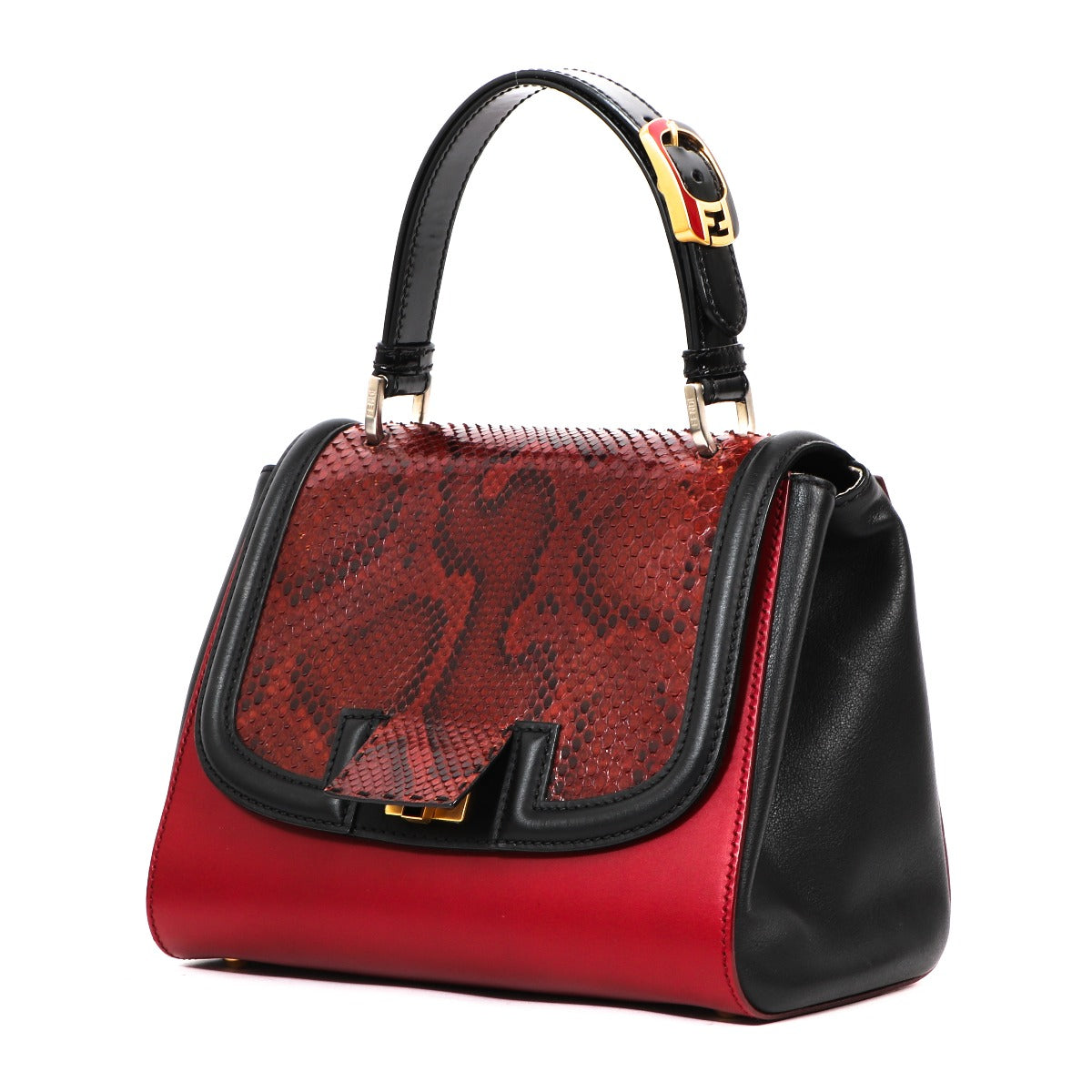 Fendi Rode Python Silvana Handtas