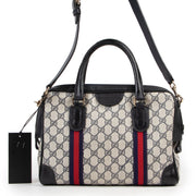 Shop safe online 100% authentic second hand Gucci Blue Monogram Boston Shoulder Bag in good preloved condition at the right price at Labellov in Antwerp.