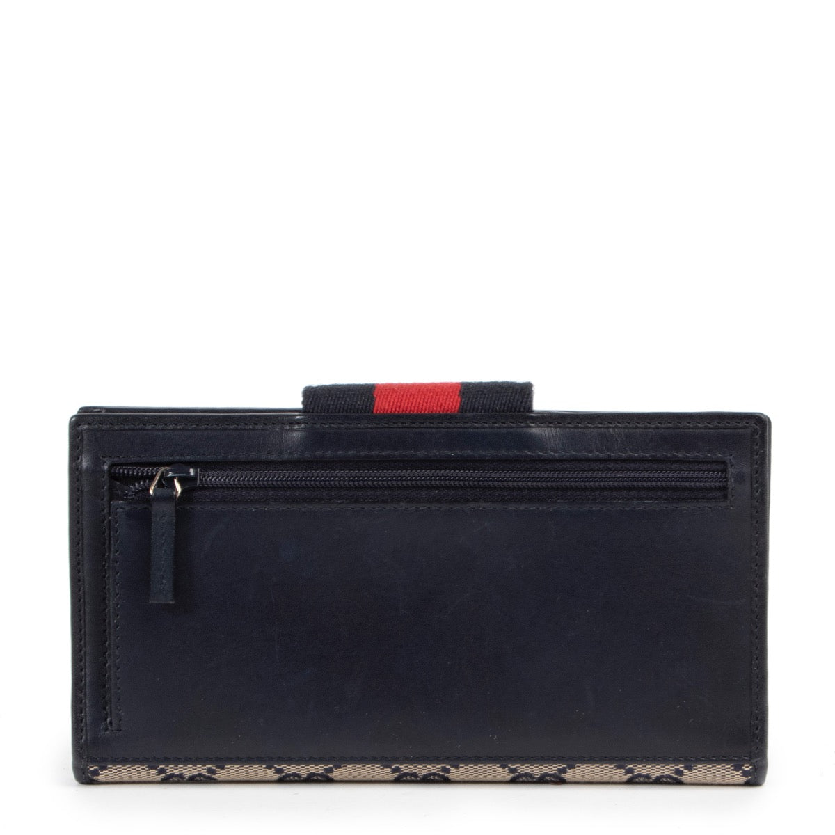 Shop online second hand Gucci Blue Monogram Web Canvas Wallet.