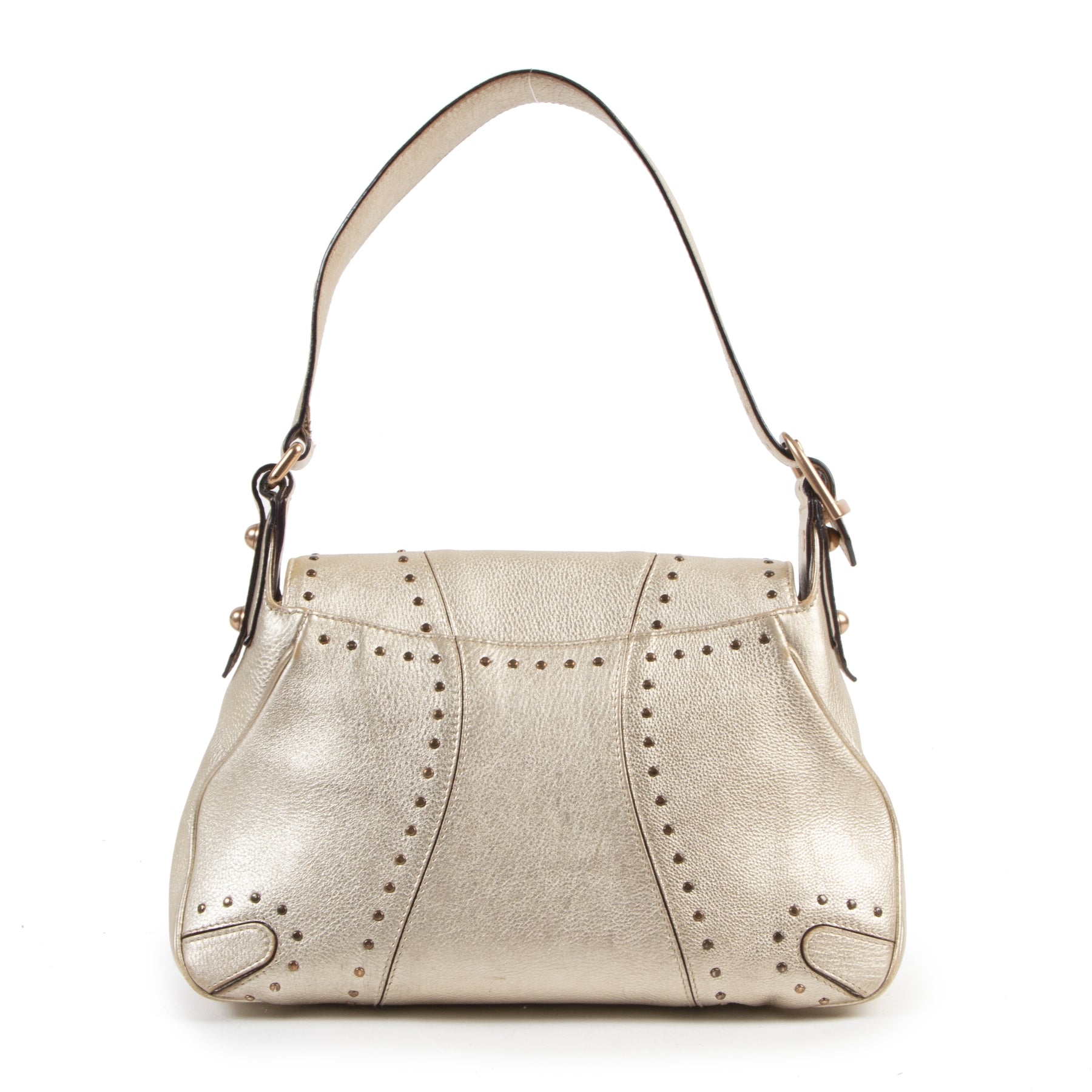 Authentique seconde-main vintage Gucci Gold Mini Horsebit Bag achète en ligne webshop LabelLOV