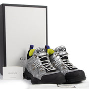 Authentieke Tweedehands Gucci Flashtrek Metallic Leather and Mesh Sneakers - Size 41 juiste prijs veilig online shoppen luxe merken webshop winkelen Antwerpen België mode fashion