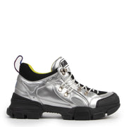 Authentic secondhand Gucci Flashtrek Metallic Leather and Mesh Sneakers - Size 41 designer sneakers shoes fashion luxury vintage webshop safe secure online shopping