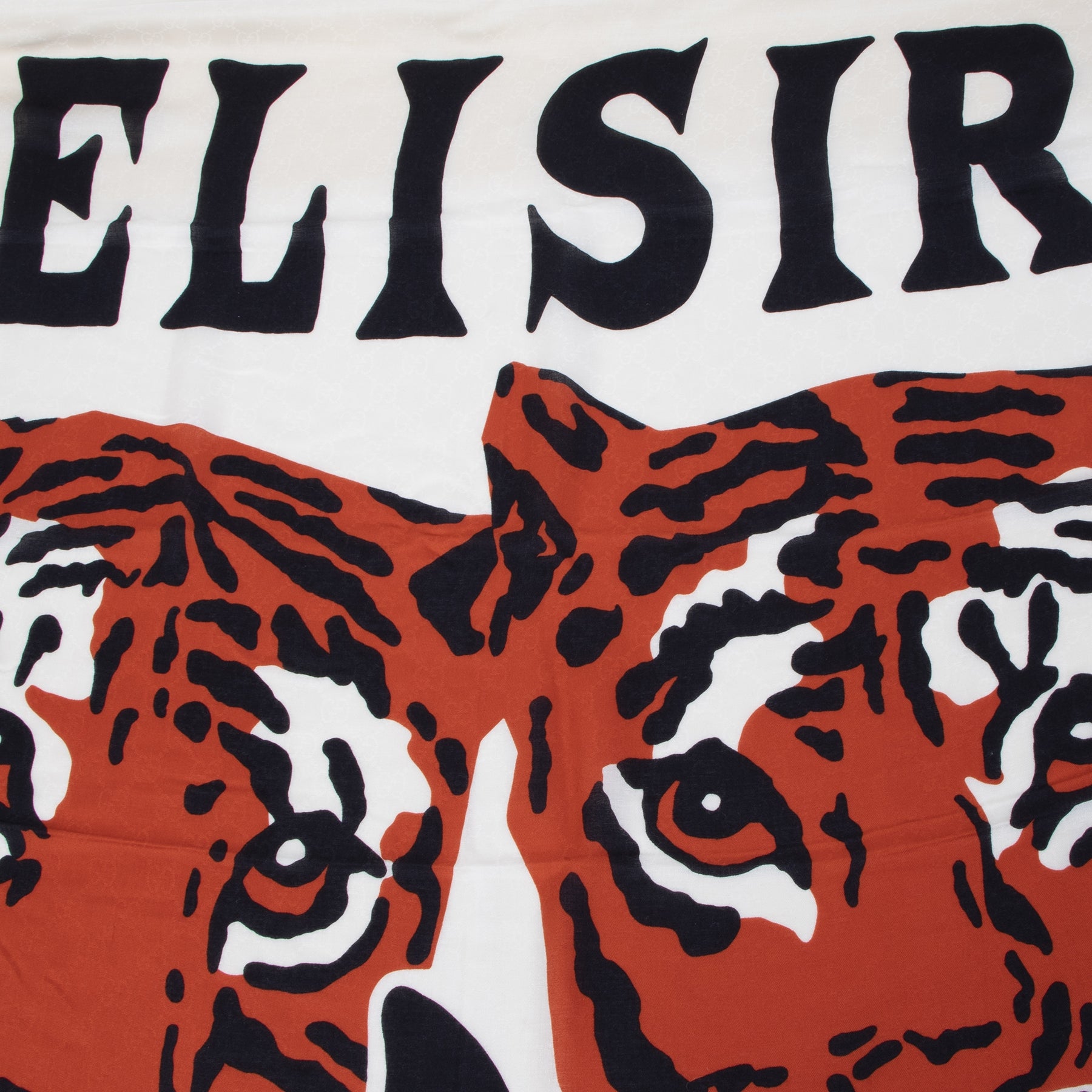 Tweedehands Gucci White Love Elisir Tiger Print Scarg at LabelLOV Antwerp Belgium