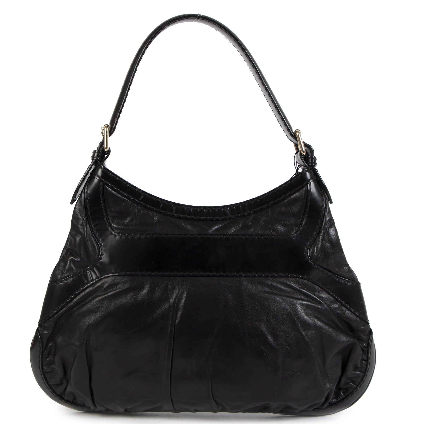 Authentic secondhand Gucci Black Leather Dialux Queen Hobo Bag designer bags accessories shoes luxury vintage webshop designer fashion fashionista safe secure online shopping designer brands worldwide shipping