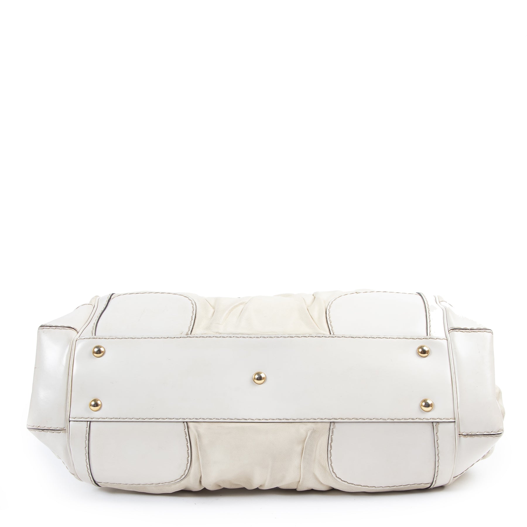 Authentic secondhand Gucci White Leather Queen Large Bow Buckle Boston Bag designer bags fashion luxury vintage webshop safe secure online shopping
