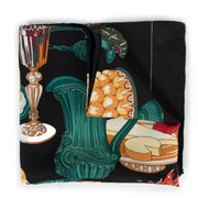 Hermès Black Gastronomie Christiane Vauzelles Carré 90 Silk Scarf