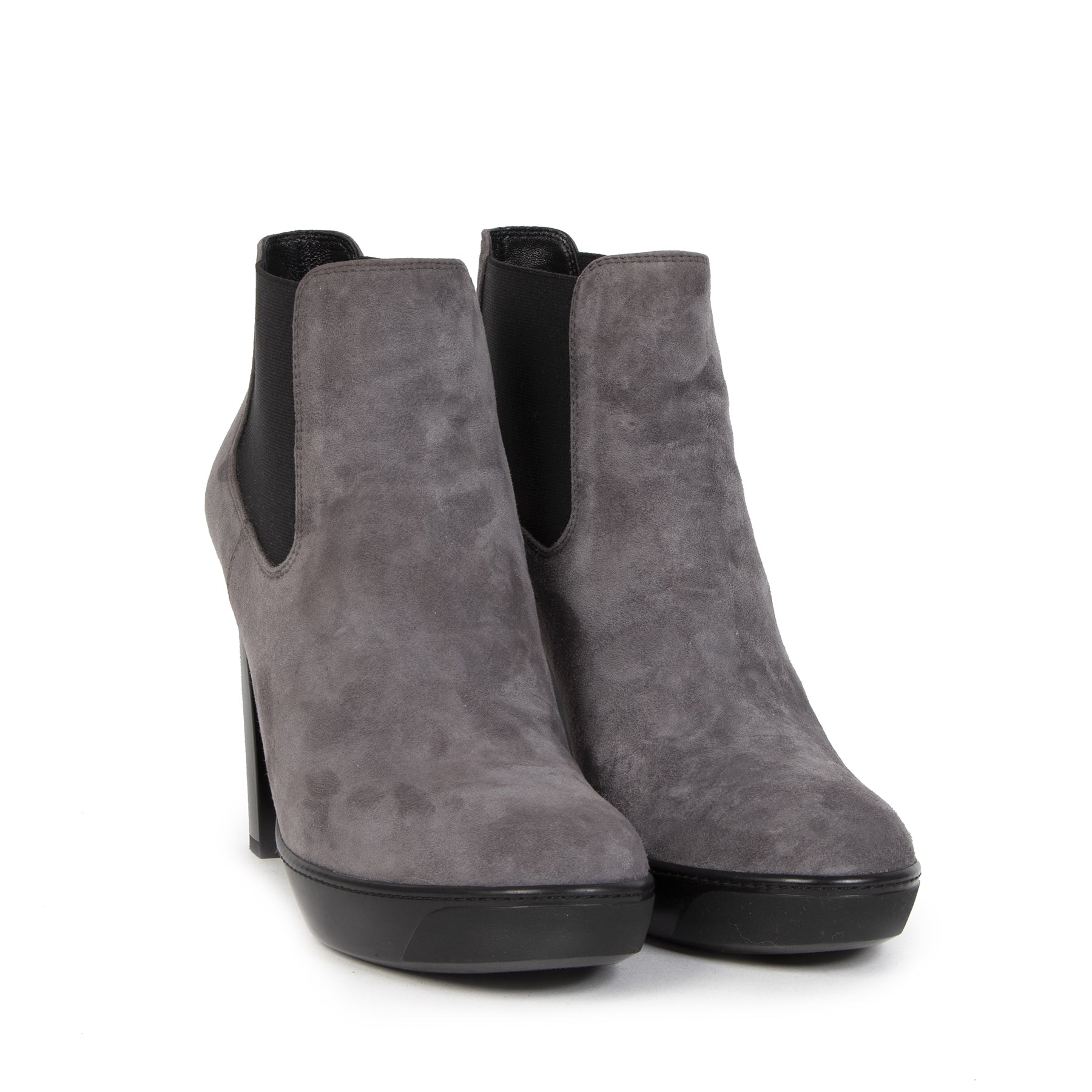 Authentieke Tweedehands Hogan Grey Suede Ankle Boots - Size 40 juiste prijs veilig online shoppen luxe merken webshop winkelen Antwerpen België mode fashion