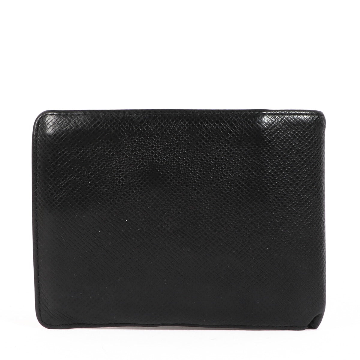 Louis Vuitton Amerigo Zwarte Taiga Lederen Bi-fold Portemonnee