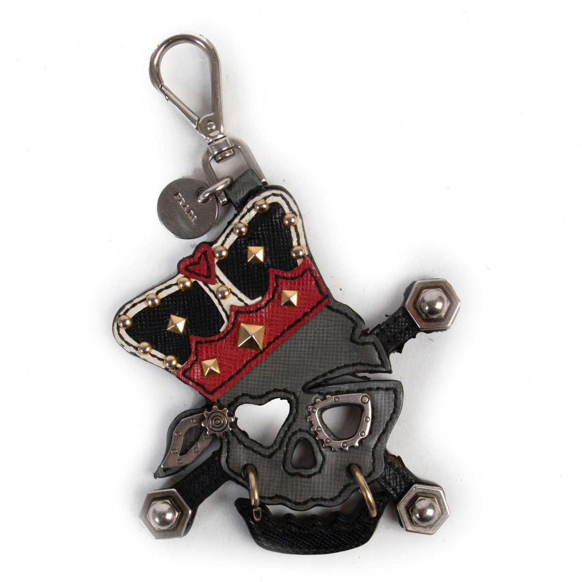 Shop safe online authentic Prada Black Leather Skull Keychain at the right price.