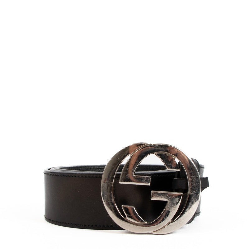 Gucci Interlocking G Black Leather Belt