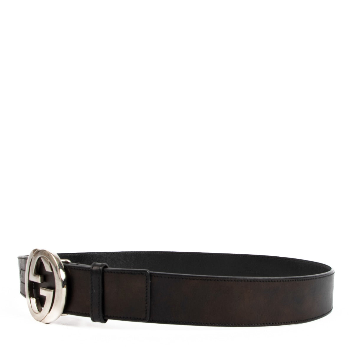 Ceinture Gucci G entrelacés en cuir noir - Taille 100