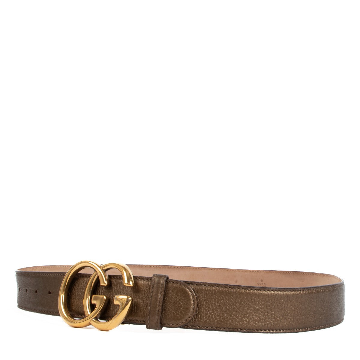Gucci Bronze Leather Double G Belt - Size 95