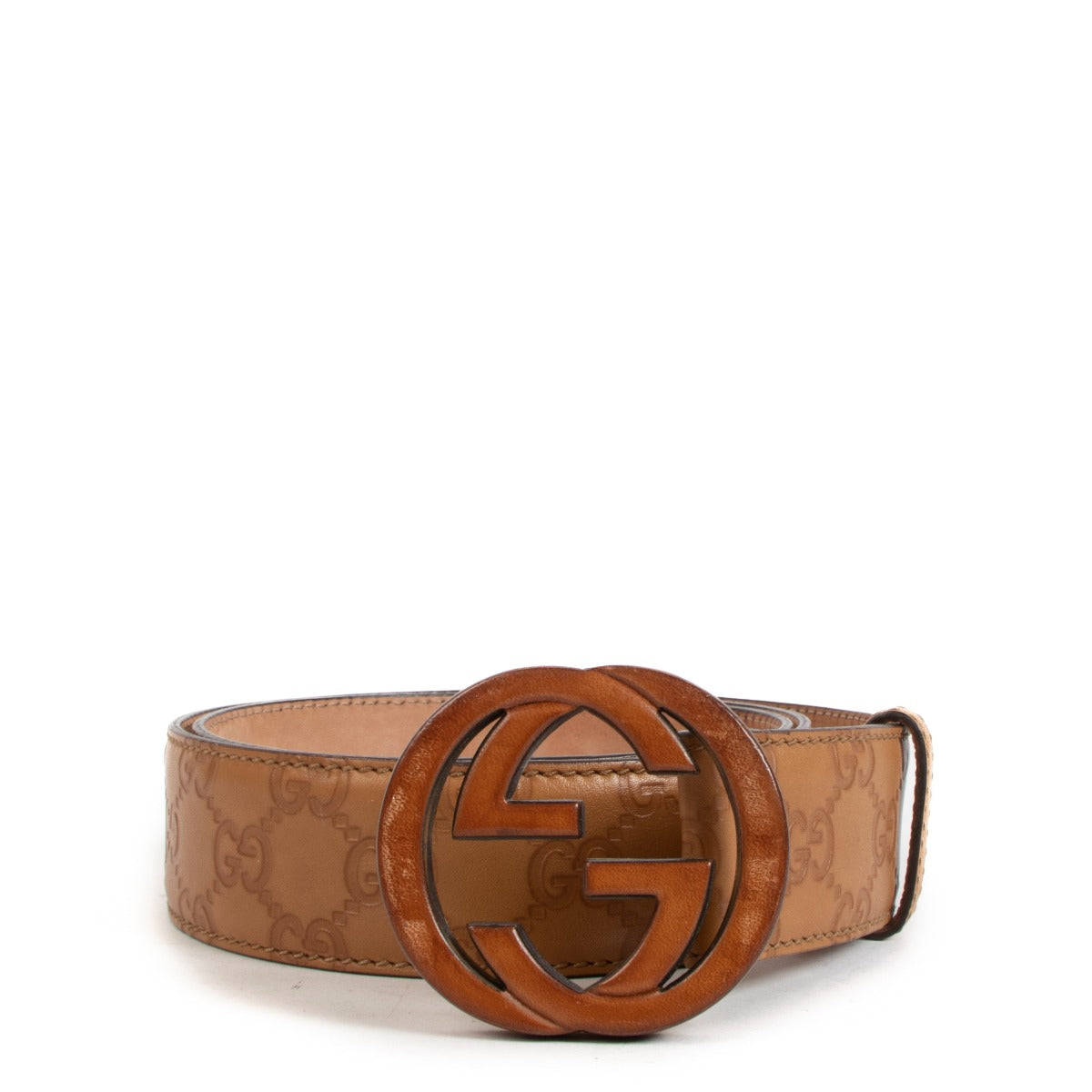 Ceinture signature Gucci en cuir camel - taille 95