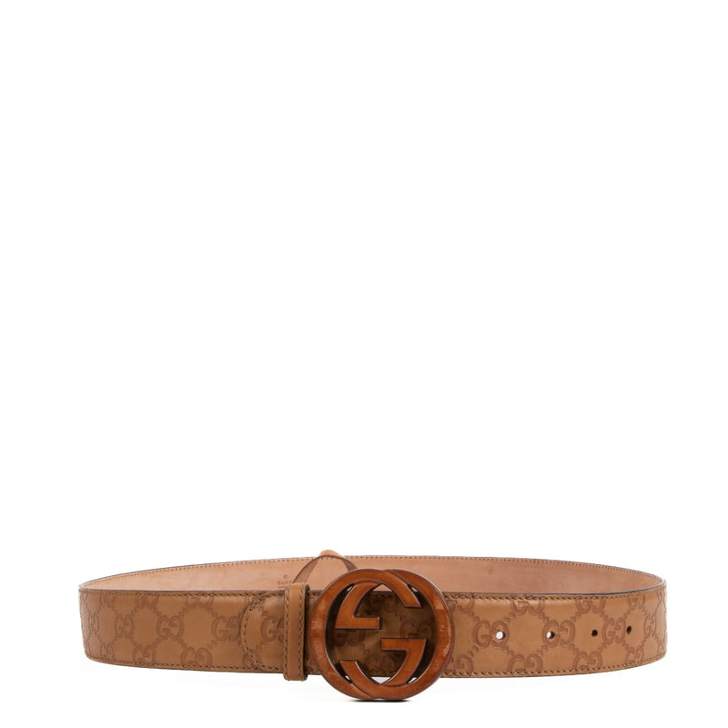 Gucci Camel Leren Signature Riem - maat 95