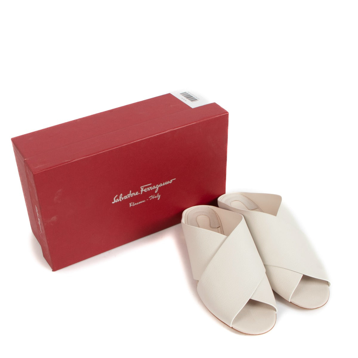 Ferragamo Lasa 10 White Sandals