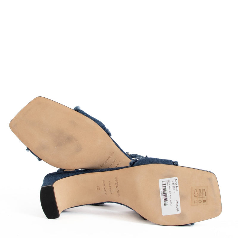 Sergio Rossi Blauwe Denim Sandalen - Maat 40