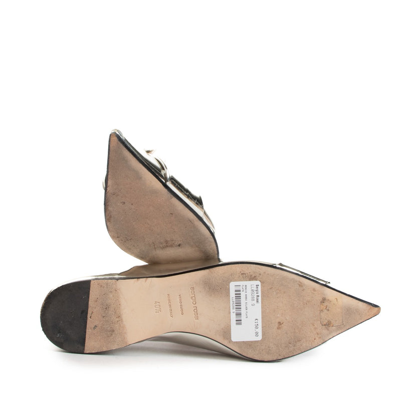 Sergio Rossi Zilveren Lakleren Ballerina's - Maat 40 1/2
