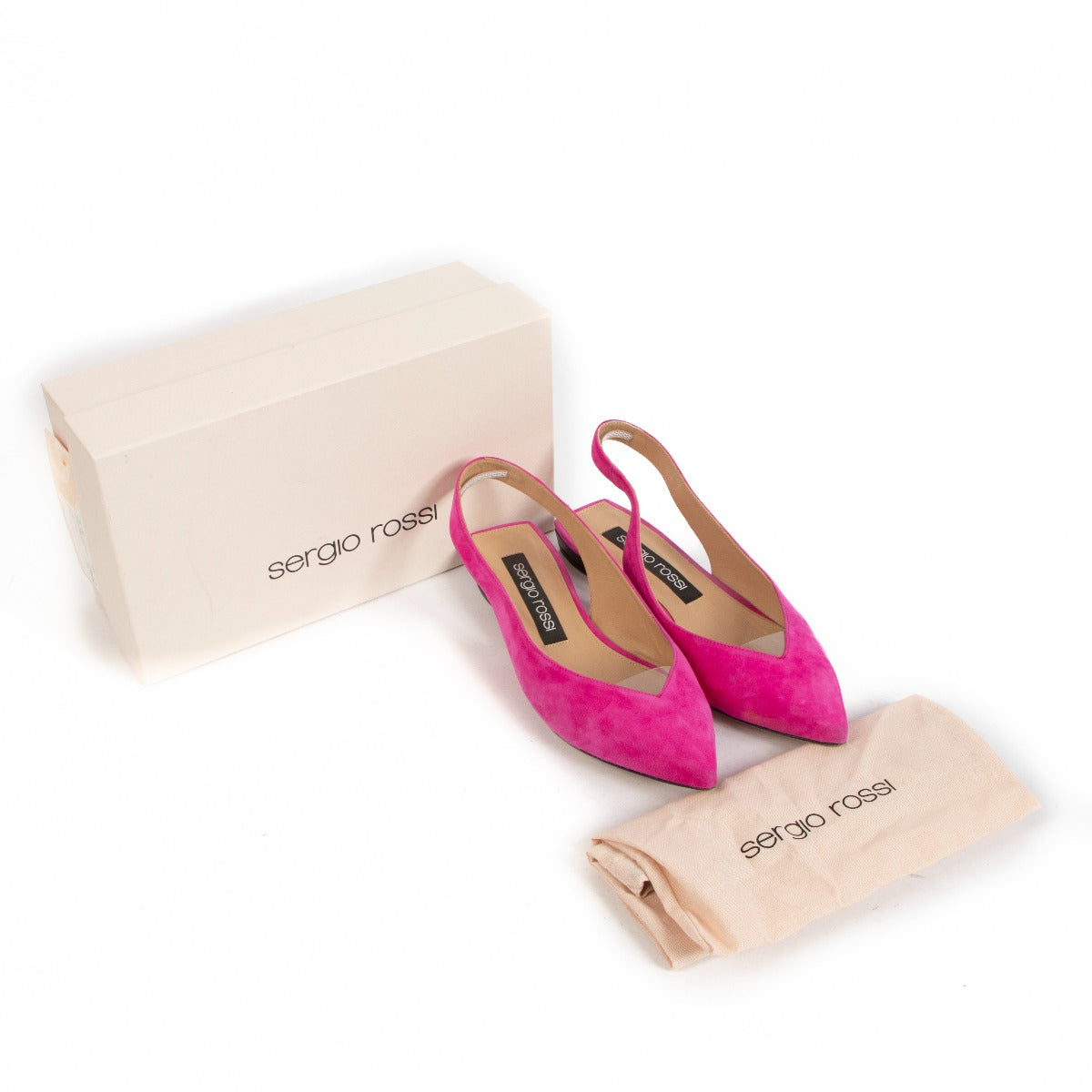 Sergio Rossi Sr Milano Dragon Fruit Slingback Flats