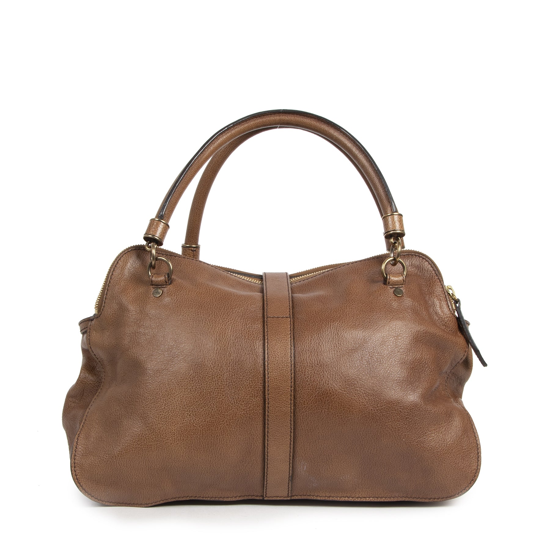 Authentieke Tweedehands Burberry Brown Buffalo Leather Shoulder Bag juiste prijs veilig online shoppen luxe merken webshop winkelen Antwerpen België mode fashion