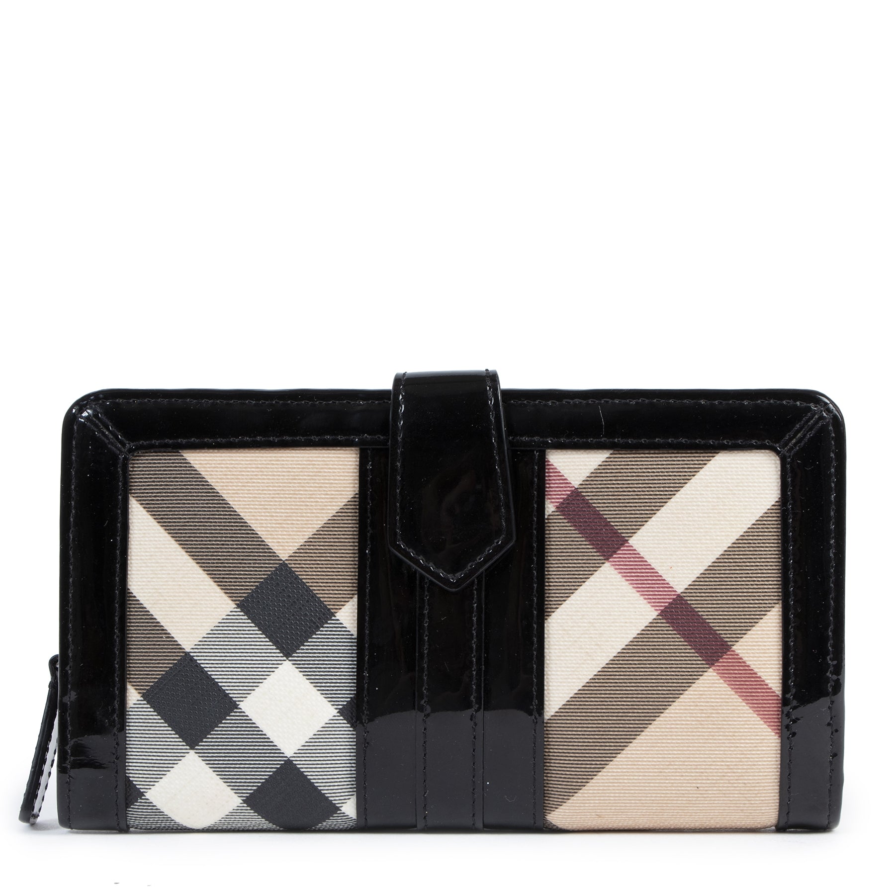 Burberry Beige Nova Check Patent Leather Wallet pour le meilleur prix chez Labellov à Anvers